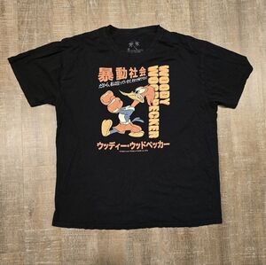 Vintage 2002 Y2K Riot Society Woody Woodpecker JP Black T-shirt Adult Size XL